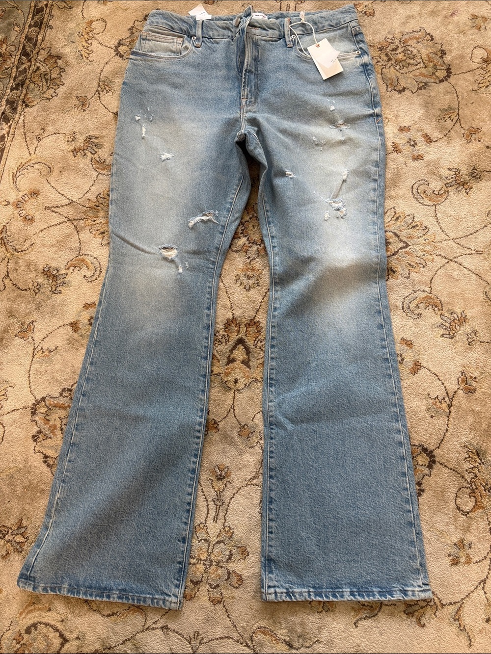 Good American Good Classic High Distressed Bootcut Jeans - Size 12/31